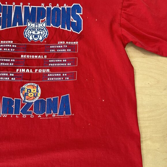 Vintage Arizona Wildcats National Champions Shirt XL Red 90s - Picture 7 of 8